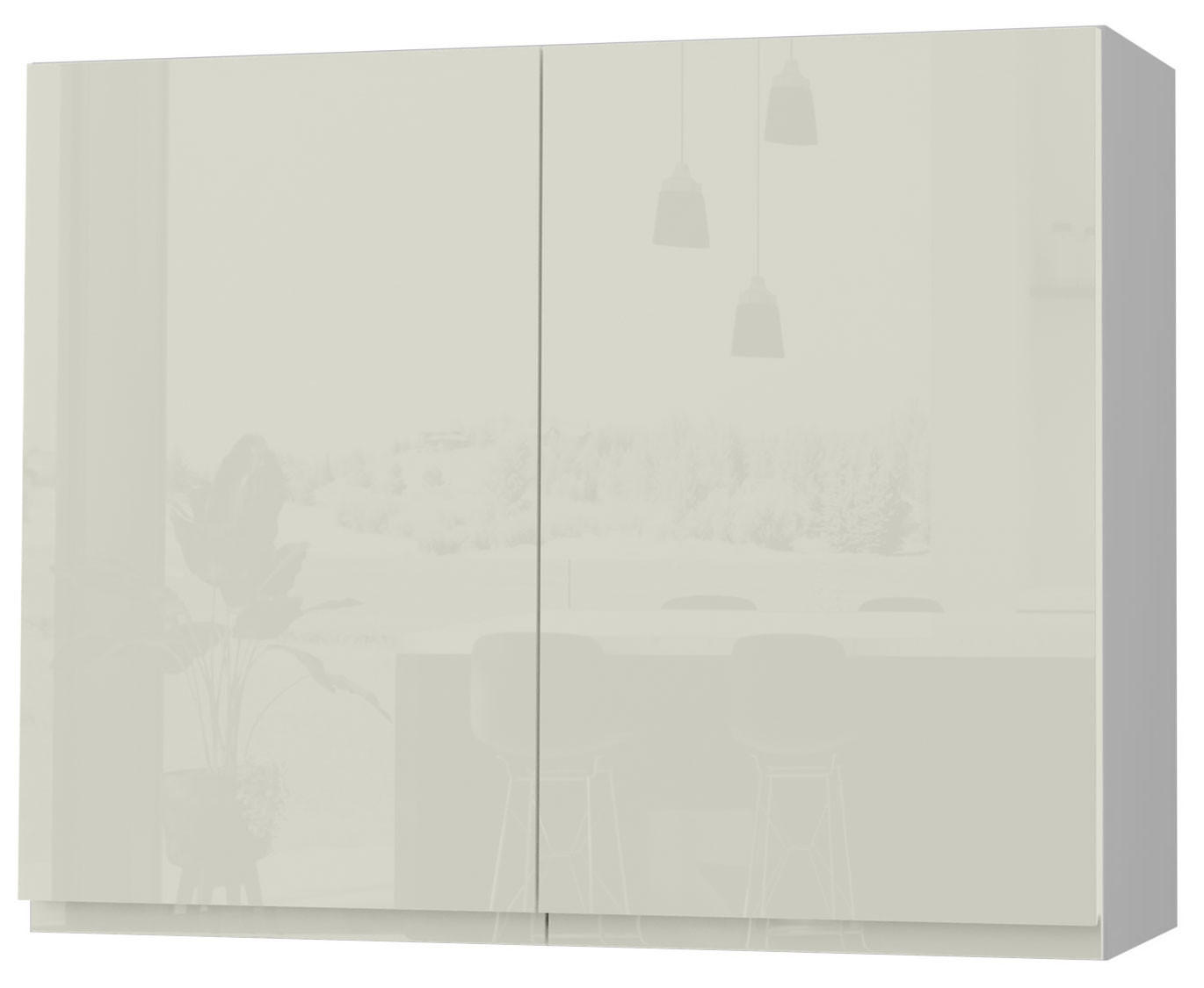 HÄNGESCHRANK Florence W3/90 Grau / RAL 1013 perlweiß HG 90 / 32,5 / 72cm - Weiß Hochglanz/Grau, Holz/Holzwerkstoff (90/72/32.5cm) - Feldmann-Wohnen