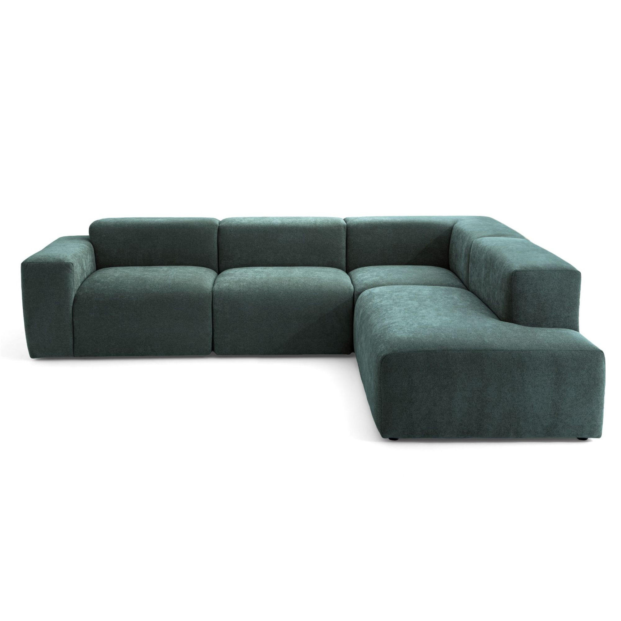 4-SITZER modulares Ecksofa HEAVEN SET 2 Rechts, Breite 300 cm Webstoff Dunkelgrün - Dunkelgrün/Schwarz, Holz/Kunststoff (245/300cm) - Muffo