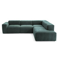 4-SITZER modulares Ecksofa HEAVEN SET 2 Rechts, Breite 300 cm Webstoff Dunkelgrün - Dunkelgrün/Schwarz, Holz/Kunststoff (245/300cm) - Muffo