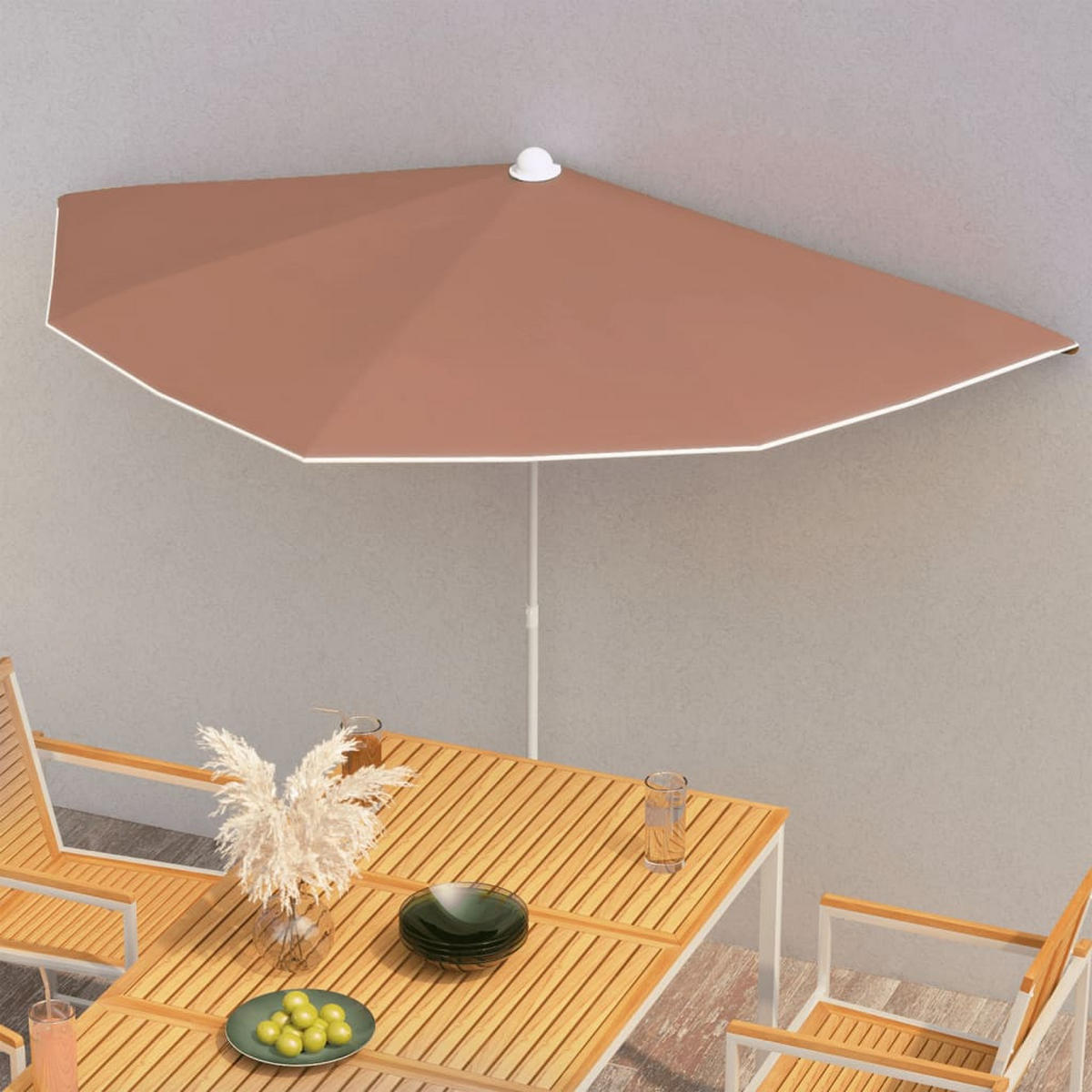 HALB-SONNENSCHIRM mit Mast 180x90 cm Terrakottarot - Orange, Metall (90/180cm) - furnicato