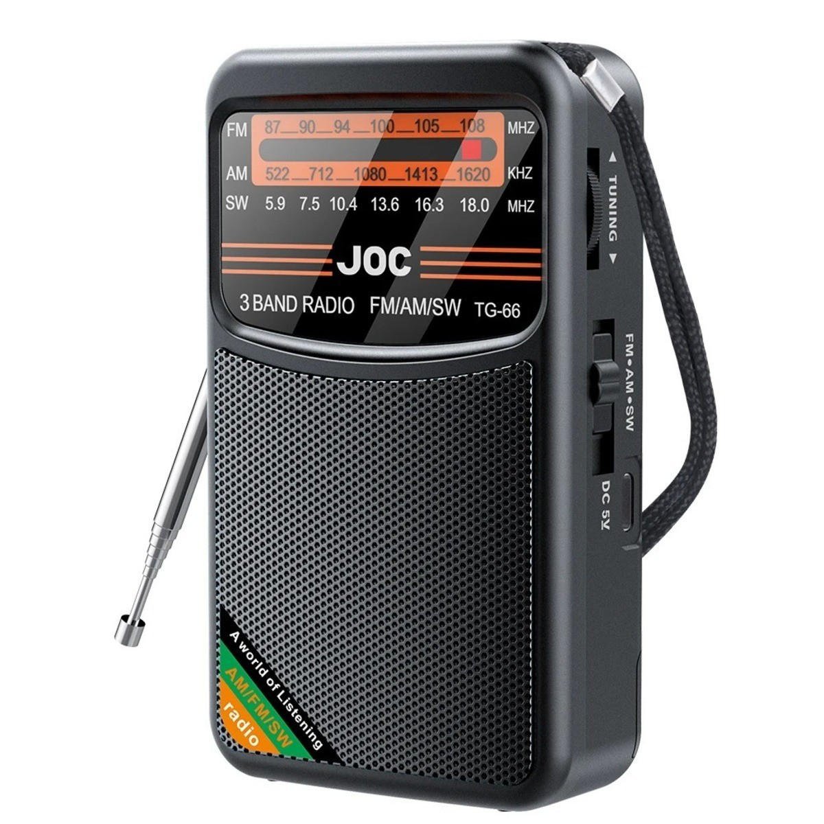 RADIO 7/3.4/12.9 cm - Schwarz, Kunststoff (7/3.4/12.9cm) - Authentics