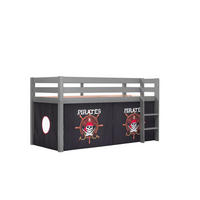 KINDERBETT Karolina 210x114x106 Massivholz Grau Textilset Pirate - Schwarz/Grau, Holz (90/200cm) - 58aufmkessel