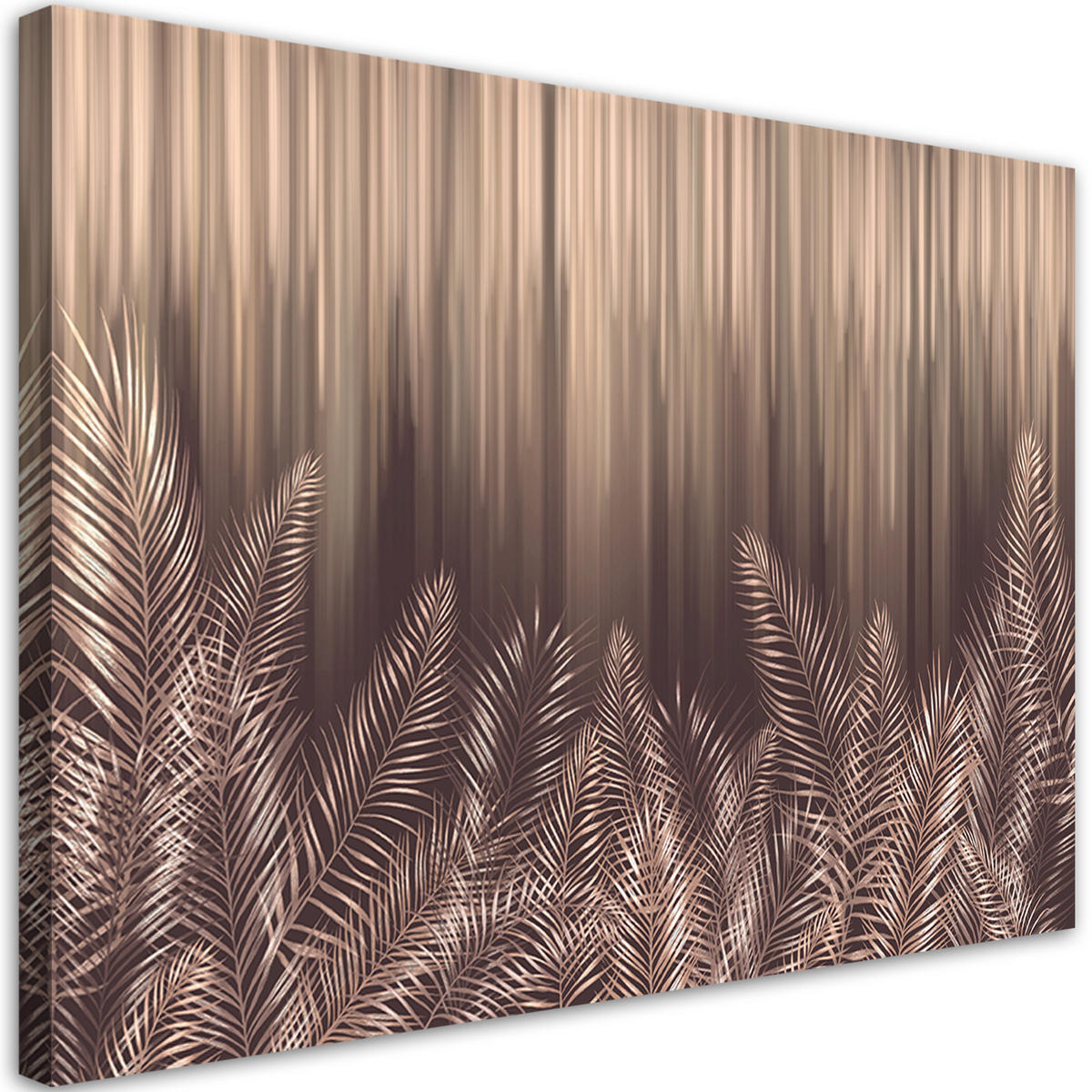 WANDBILD exotische 3d palmblätter - Braun, Textil (60/40cm) - Feeby