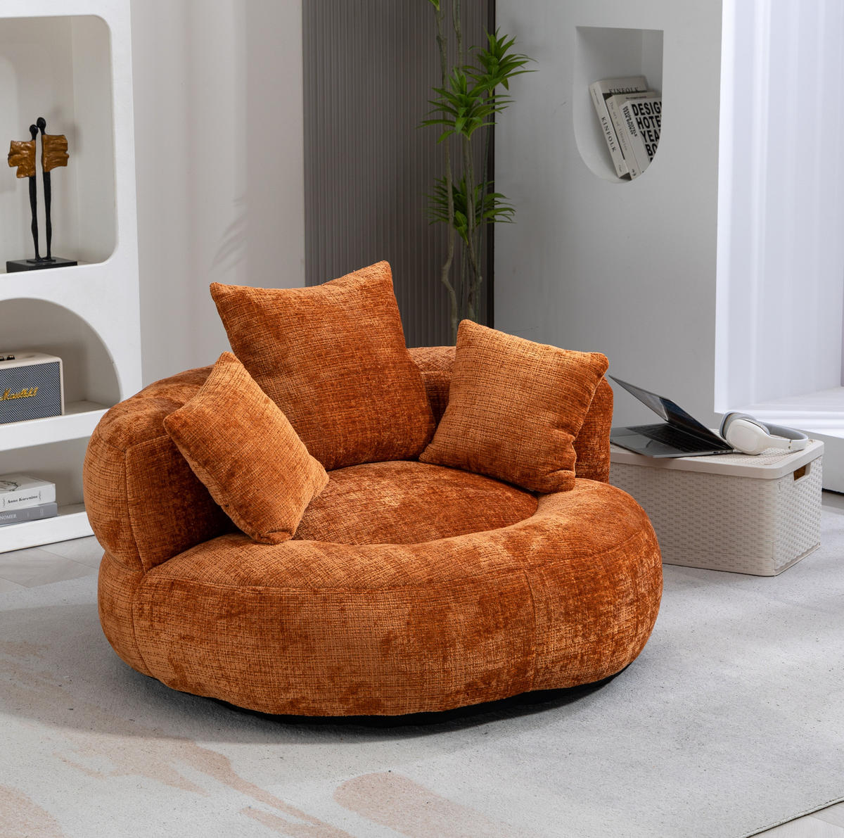 SITZSACK Chenille 108 x 108 x 52 cm Orange - Orange, Kunststoff (108/52/108cm) - Beauniv