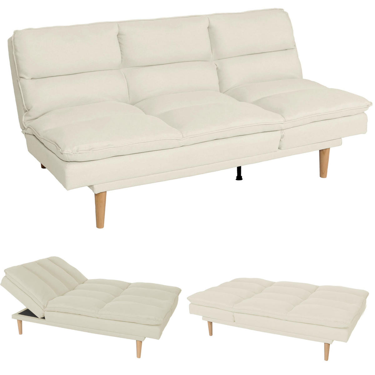 SCHLAFSOFA Cremeweiß - Weiß, Textil (180/90/110cm) - MCW