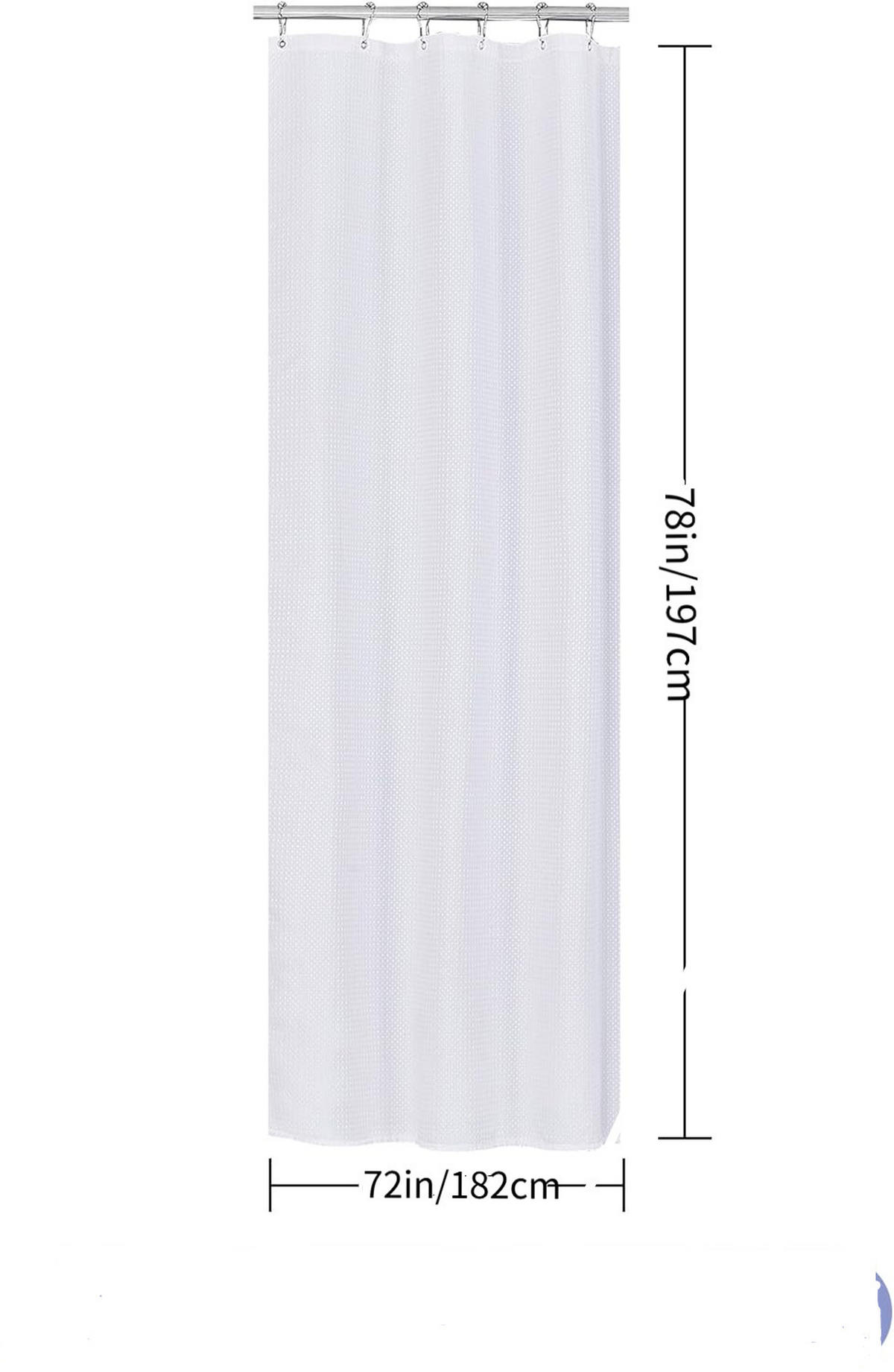 DUSCHVORHANG Weiß Waffelstruktur Polyester maschinenwaschbar wasserdicht mit Haken - Weiß, Textil (182/197cm) - MCBOSON