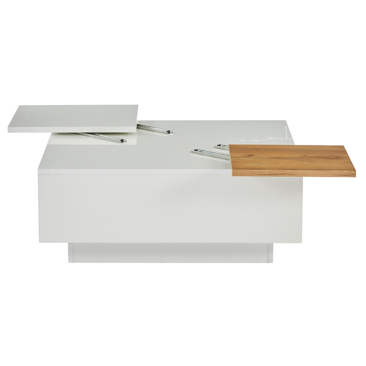 COUCHTISCH aus Spanplatte 75x75x33,5 cm in Weiß mit 4 Schubladen - Weiß, Holzwerkstoff (75/75/33cm) - Modfu