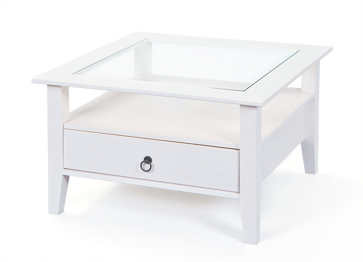 COUCHTISCH 1 Schublade, 1 Ablage, weiss - Weiß, Holzwerkstoff (75/75/45cm) - ebuy24