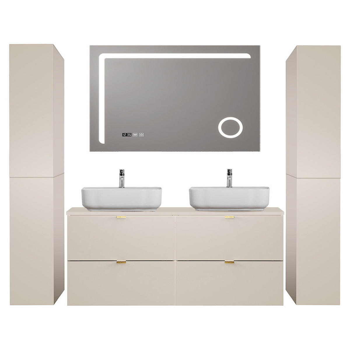 BADMÖBEL-SET 4-TLG. Durango-56 - Beige, Holzwerkstoff (210/200/47cm) - Lomado