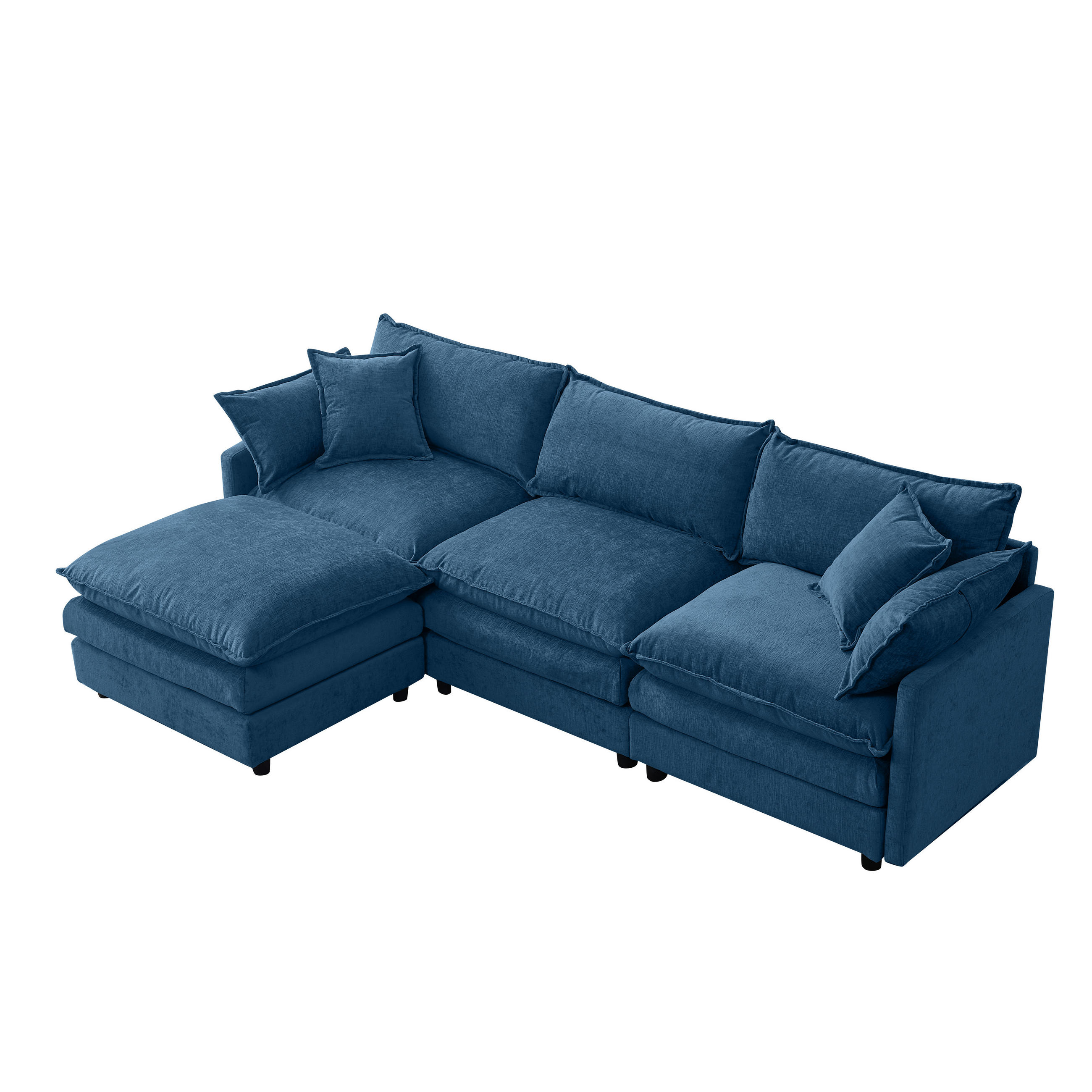 ECKSOFA DE-35232 mit Hocker Blau - Blau, Holzwerkstoff (154/267cm) - ComfortXL