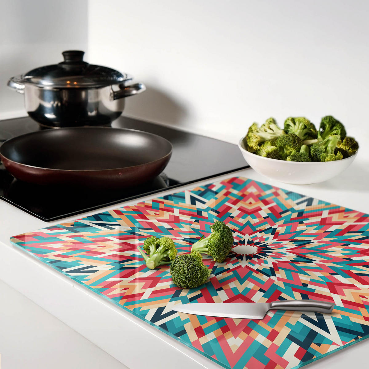 GLASPLATTE 60x52 cm Kaleidoskop - Multicolor, Glas (60/0.4/52cm) - TULUP