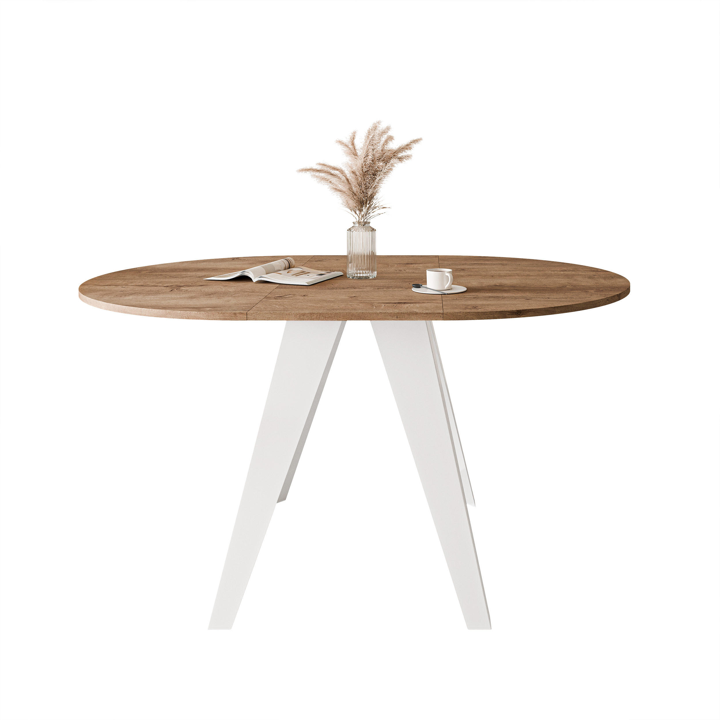 ESSTISCH ausziehbar auf MDF, Lefkas Eiche - Dunkelbraun/Weiß, Holzwerkstoff (90/90/76cm) - Idohome