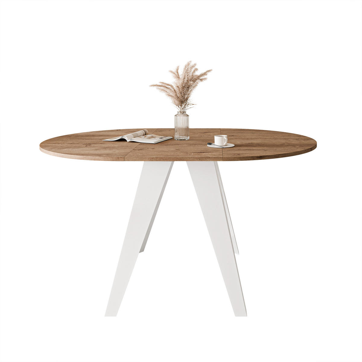 ESSTISCH ausziehbar auf MDF, Lefkas Eiche - Dunkelbraun/Weiß, Holzwerkstoff (90/90/76cm) - Idohome