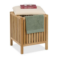 WÄSCHEKORB - Hellbraun, Holz/Textil (38/51/38cm) - Relaxdays