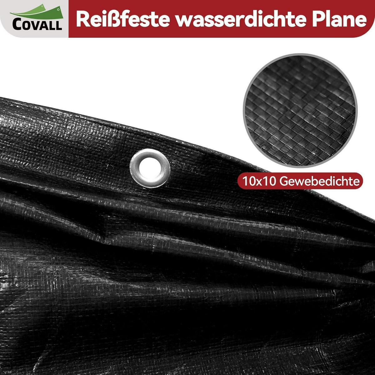 ABDECKPLANE 3 x 4 m Schwarz 115g/m² Wasserdicht UV-beständig - Schwarz, Kunststoff (30/25/6cm)