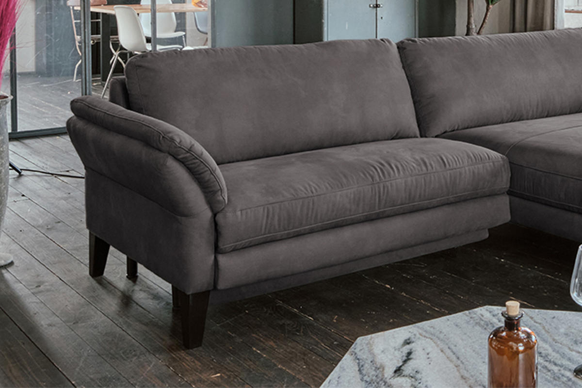ECKSOFA MIT MOTORISCHER RELAXFUNKTION MALTA Anthrazit Webstoff - Anthrazit/Schwarz, Buchenholz/Textil (302/175cm) - KAWOLA