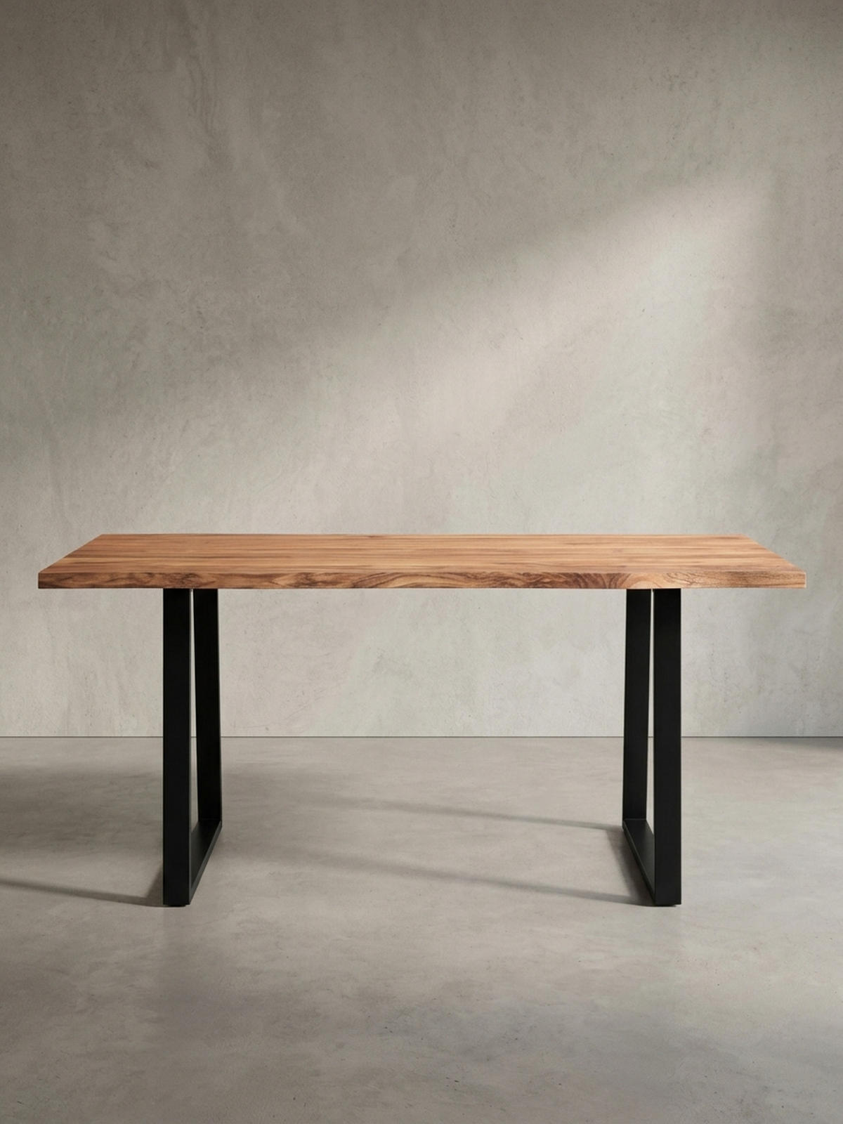 ESSTISCH Massivholz Baumkante Schwarz Metall Handgefertigt TARN, Goldbraun-Schwarz 180x90x76 cm - Schwarz/Braun, Holz (90/180/76cm) - KADIMA DESIGN