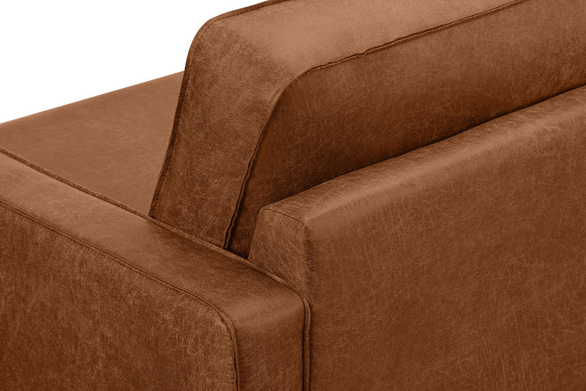 2-SITZER-SOFA INVIA Klassische-Stil mit Armlehnen, Lederoptik-Stoff, rot - Rot/Schwarz, Textil (164/87/98cm) - KONSIMO®