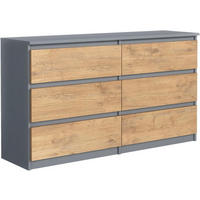 KOMMODE mit 6 Schubladen 140 cm Anthrazit/Lancelot - Anthrazit/Eiche Artisan, Holzwerkstoff (138.5/78.5/39cm) - MebLocker