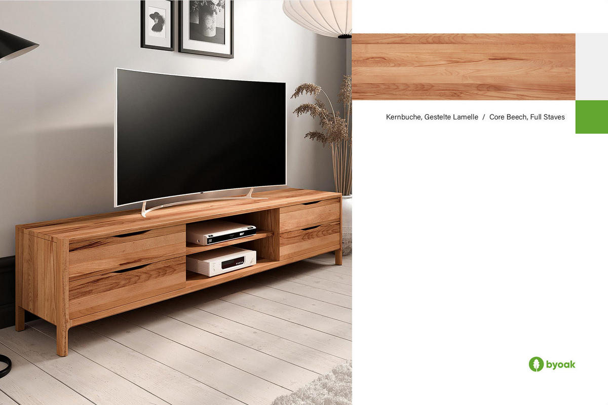 TV-SCHRANK PAUL Kernbuche - Kernbuche, Holz (200/48/50cm) - byoak