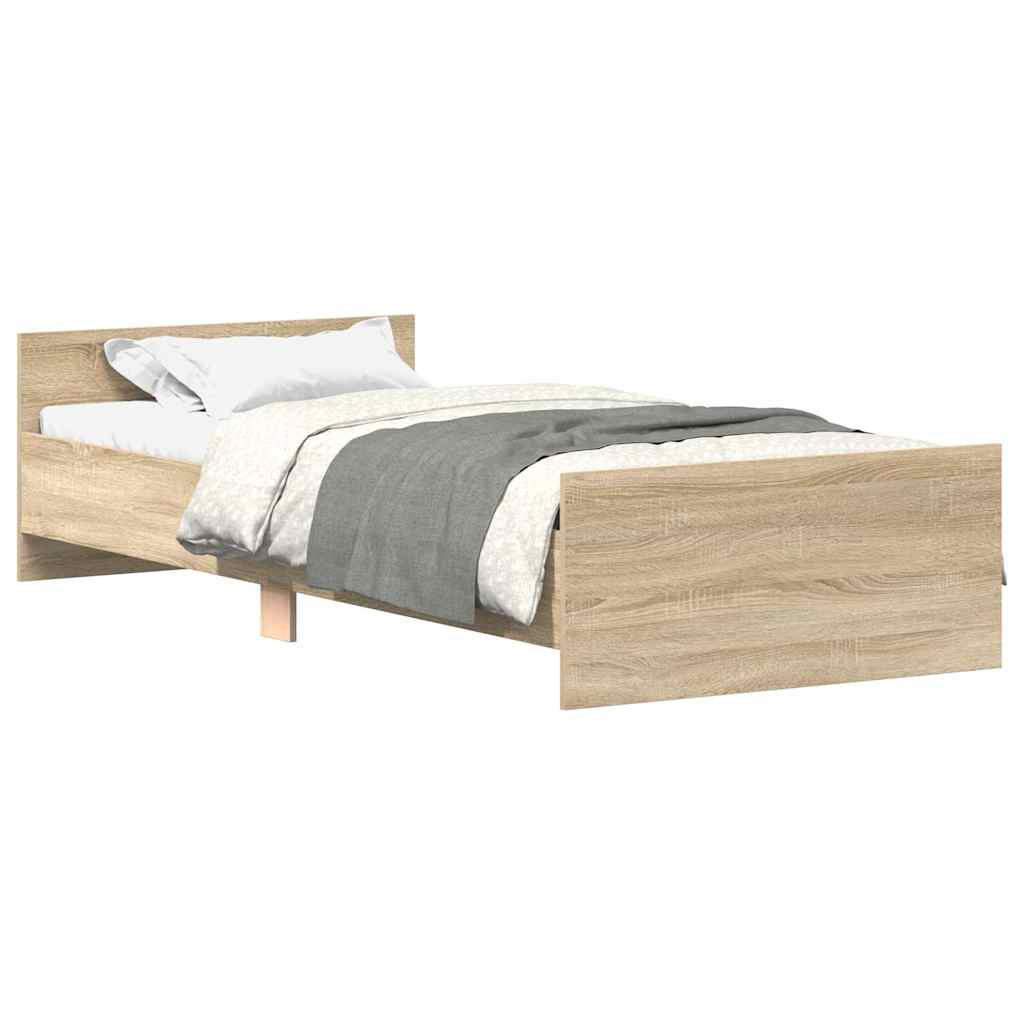 BETTGESTELL OHNE MATRATZE SONOMA-EICHE 90X200 CM HOLZWERKSTOFF - Sonoma Eiche, Holz - vidaXL