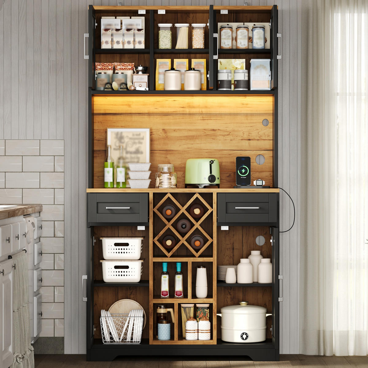 GESCHIRRSCHRANK Naturfarben 105/40/180 - Naturfarben, Holzwerkstoff (105/180/40cm)