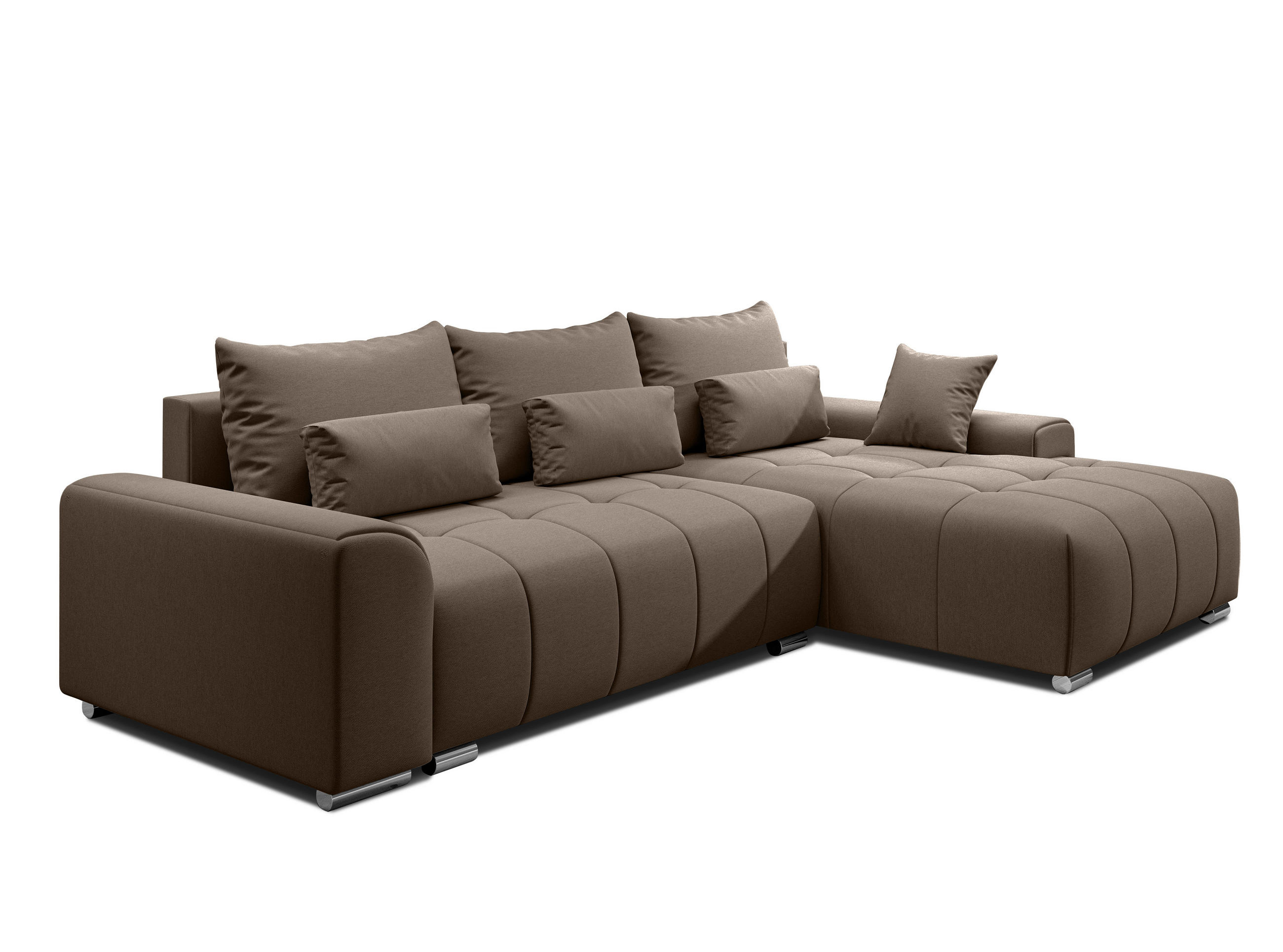 ECKSOFA L Form Rivolli Braun 260/179/98 cm – modernes Sofa fürs Wohnzimmer - Silberfarben/Braun, Textil/Metall (260/179cm) - AX Living