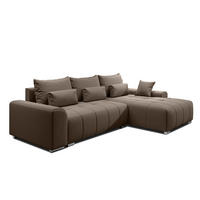 ECKSOFA L Form Rivolli Braun 260/179/98 cm – modernes Sofa fürs Wohnzimmer - Silberfarben/Braun, Textil/Metall (260/179cm) - AX Living