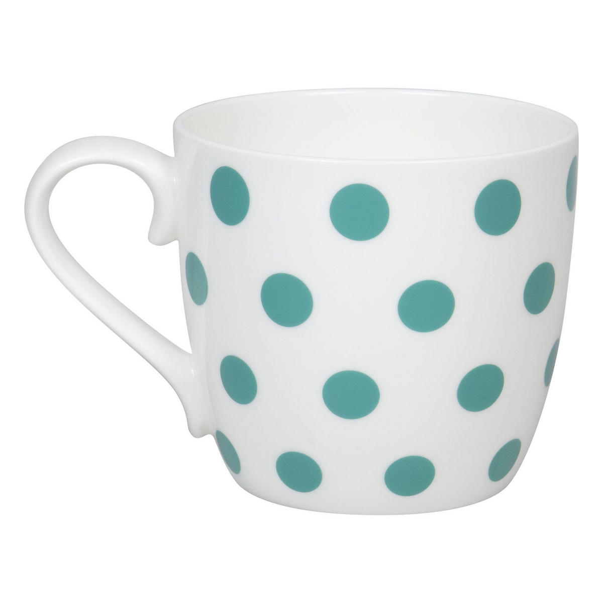 KAFFEEBECHER Dots - Jadegreen - Türkis/Weiß, Keramik (0.43L) - Könitz