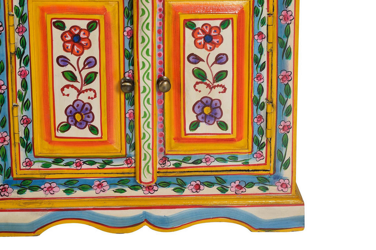 MEHRFARBIGES KOMMODE aus Mangoholz - Chromfarben, Holz (48/75/35cm) - Giner y Colomer