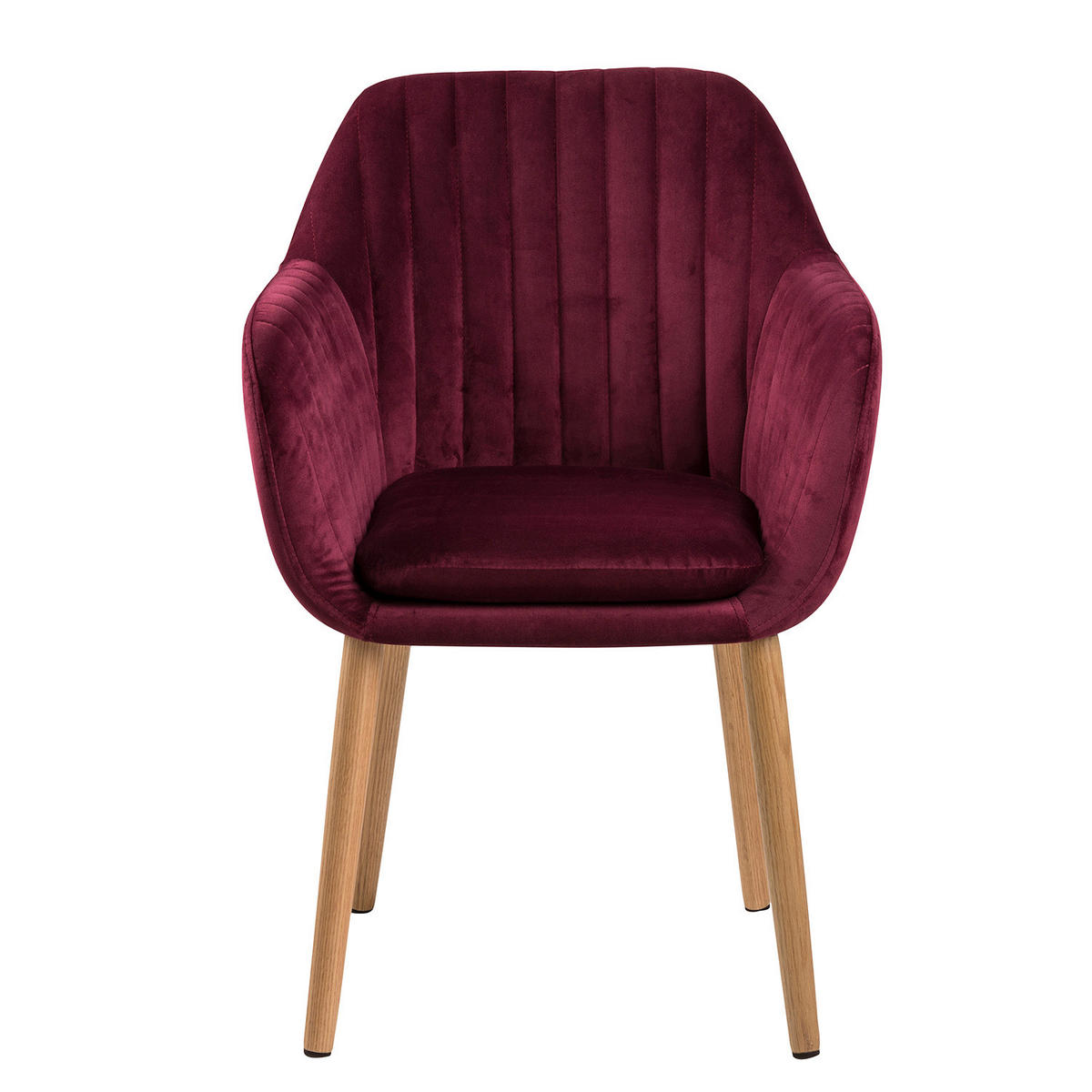 ARMLEHNENSTUHL - Textil / Massivholz - Eichefarben/Bordeaux, Eichenholz/Holz (57/83/61cm) - home24