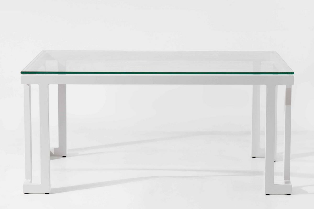 GARTENTISCH TRIGLO gehärtetes Glas, Modern, Weiß - Weiß, Glas/Metall (60/90/41cm) - KONSIMO®