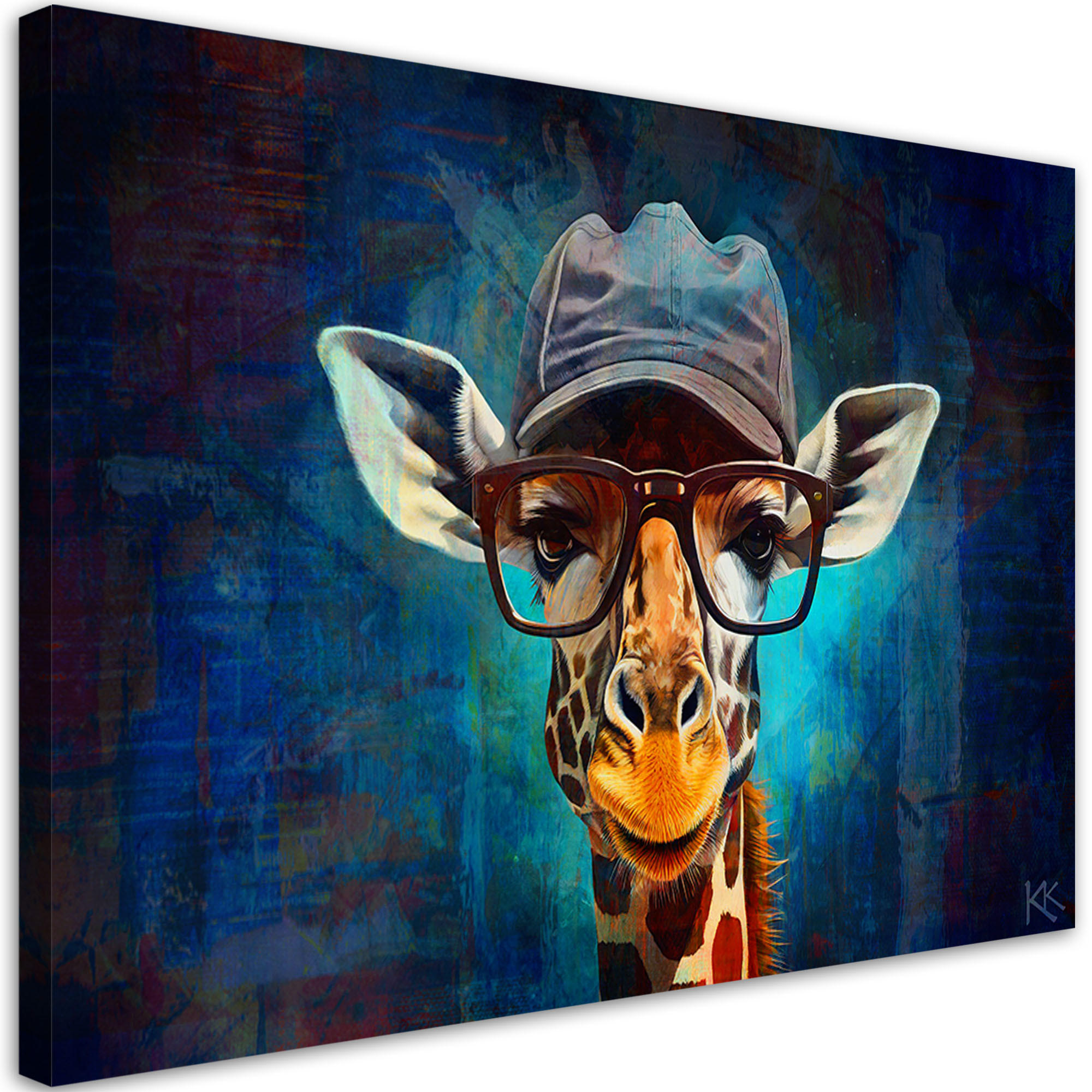 LEINWANDBILD Pop Art Giraffe 100x70cm - Blau, Textil (100/70cm) - Feeby
