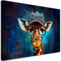 LEINWANDBILD Pop Art Giraffe - Blau, Textil (100/70cm) - Feeby