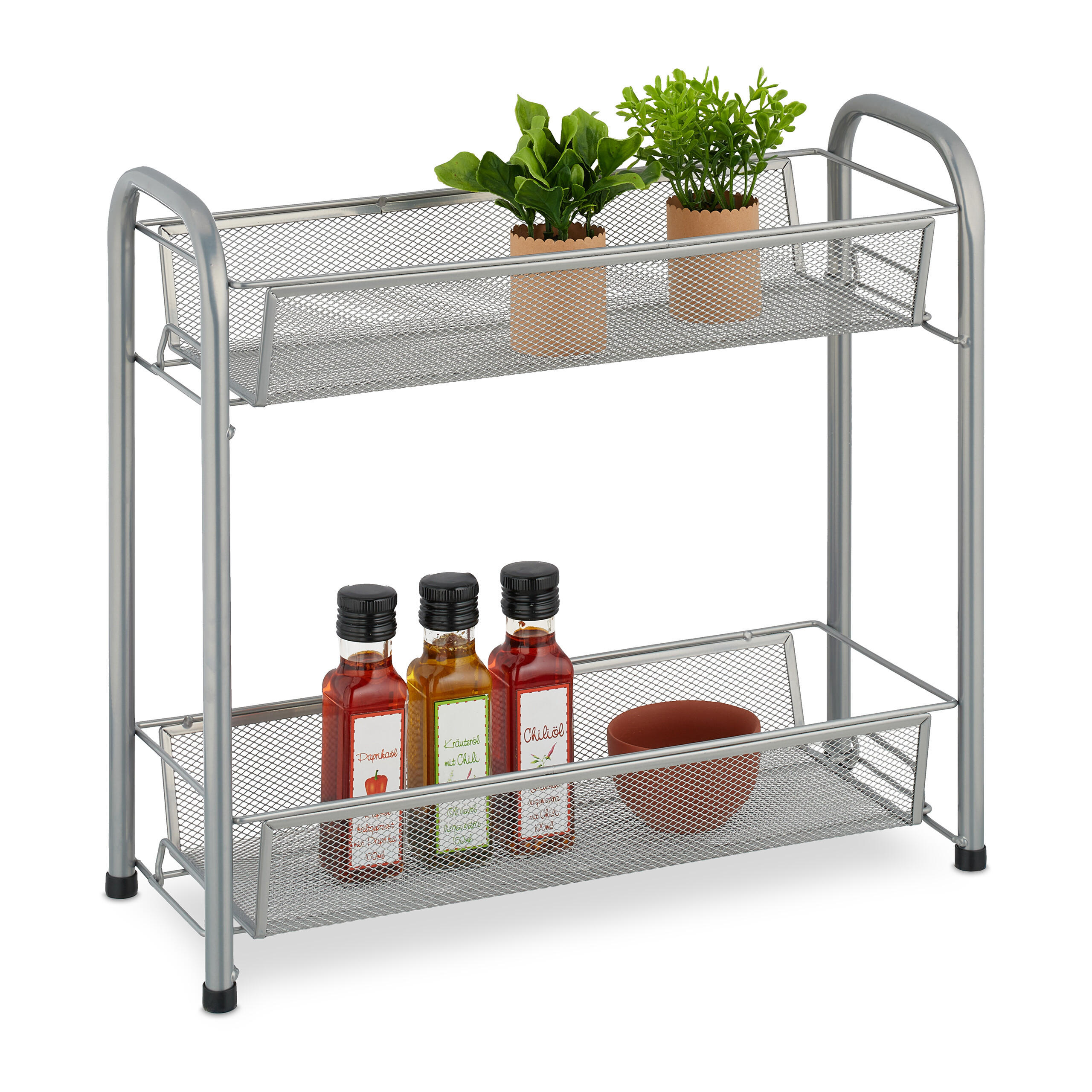 GEWÜRZREGAL - Silberfarben, Kunststoff/Metall (44/40/17.5cm) - Relaxdays