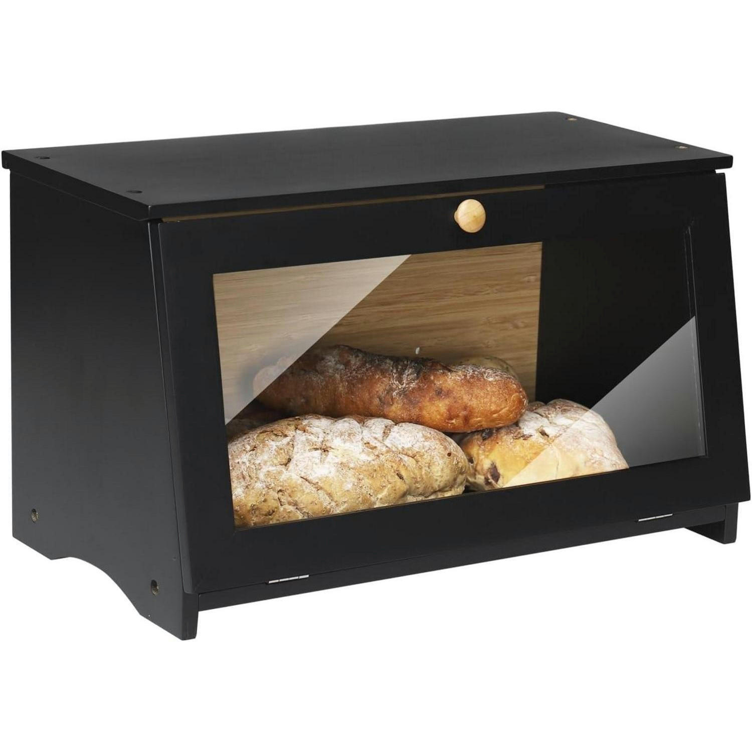 BROTKASTEN Bambus Schwarz 39 x 21 x 23 cm - Schwarz, Naturmaterialien (21/23/39cm)