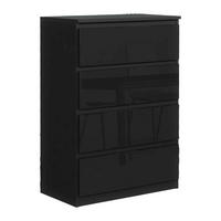 KOMMODE NUDO 70/102/39cm mit 4 Schubladen Türen Schwarz - Schwarz Hochglanz/Schwarz, Holzwerkstoff (70/102/39cm) - MASSENO