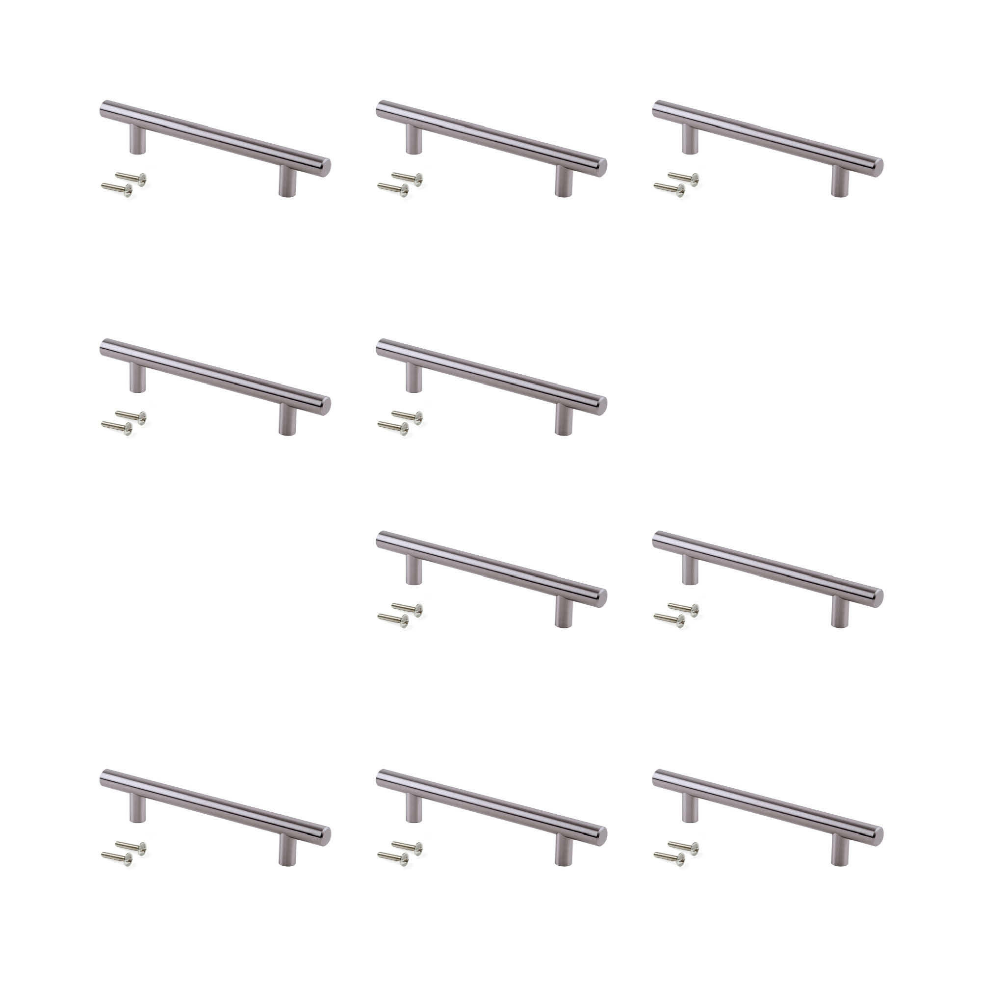MÖBELGRIFFE Orlando, L136mm, 96mm Achsenabstand, Stahl, Nickel satiniert 10er-set - Silberfarben, Metall (1.2/4/13.6cm) - EMUCA