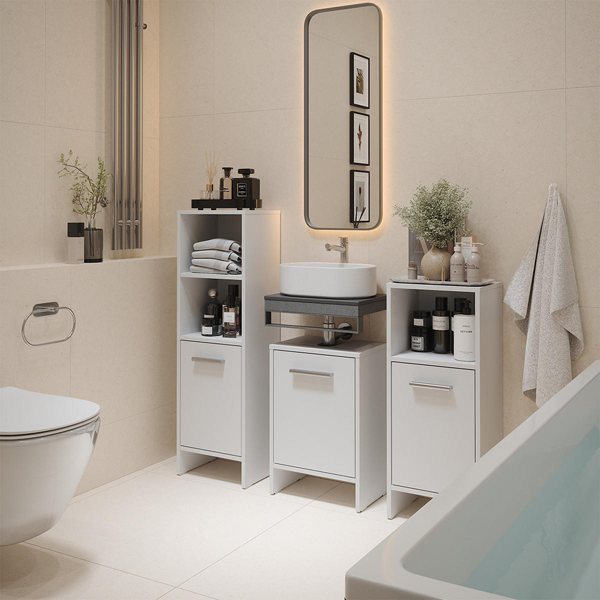 ZÁKLADNÍ SKŘÍŇKA POD UMYVADLO Karli Bílá - bílá, kompozitní dřevo (38.2/57/26.3cm) - Vicco