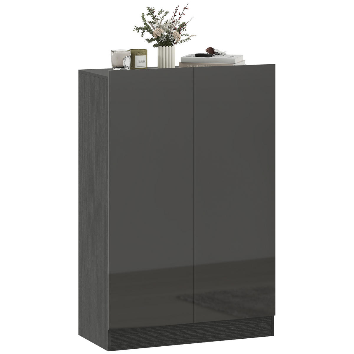 SCHUHSCHRANK,FÜR 20 Paar Hochglanz 5 Böden 72x34,5x103cm,schwarz - Schwarz, Holzwerkstoff (72/103/34.5cm) - Vallsero