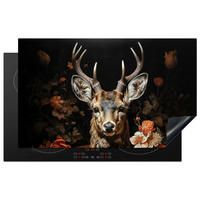 HERABDECKPLATTE - Hirsch - Tier - Blumen - Natur - Botanisch - 80x50 - Kupferfarben, Kunststoff (80/50/0.2cm) - MuchoWow