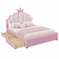 POLSTERBETT mit 2 Schubladen und Lichtleiste 140x200 cm PU Rosa - Pink, Holz (140/200cm) - Meubliv