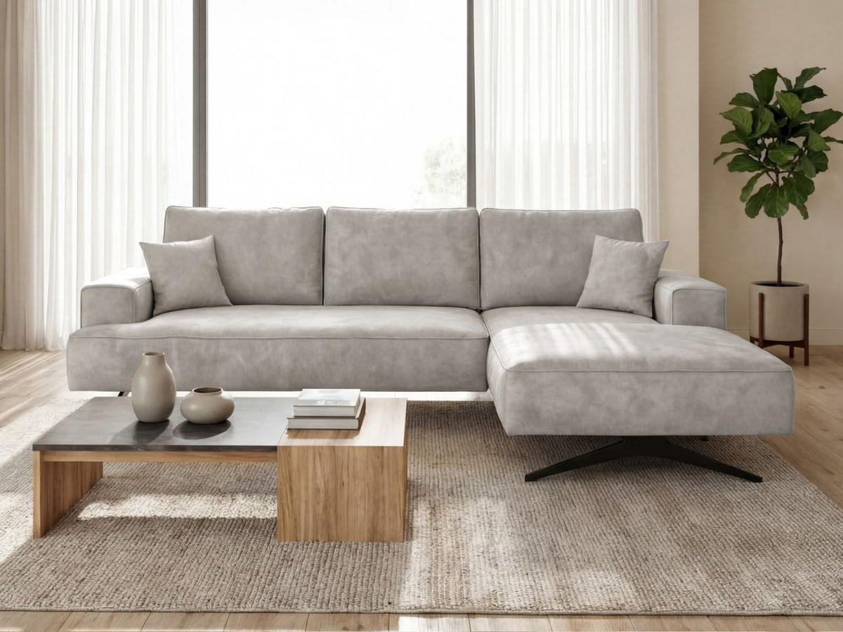 ECKSOFA Leto Grau Rechts - Schwarz/Grau, Holz/Textil (165/260cm) - Graingold