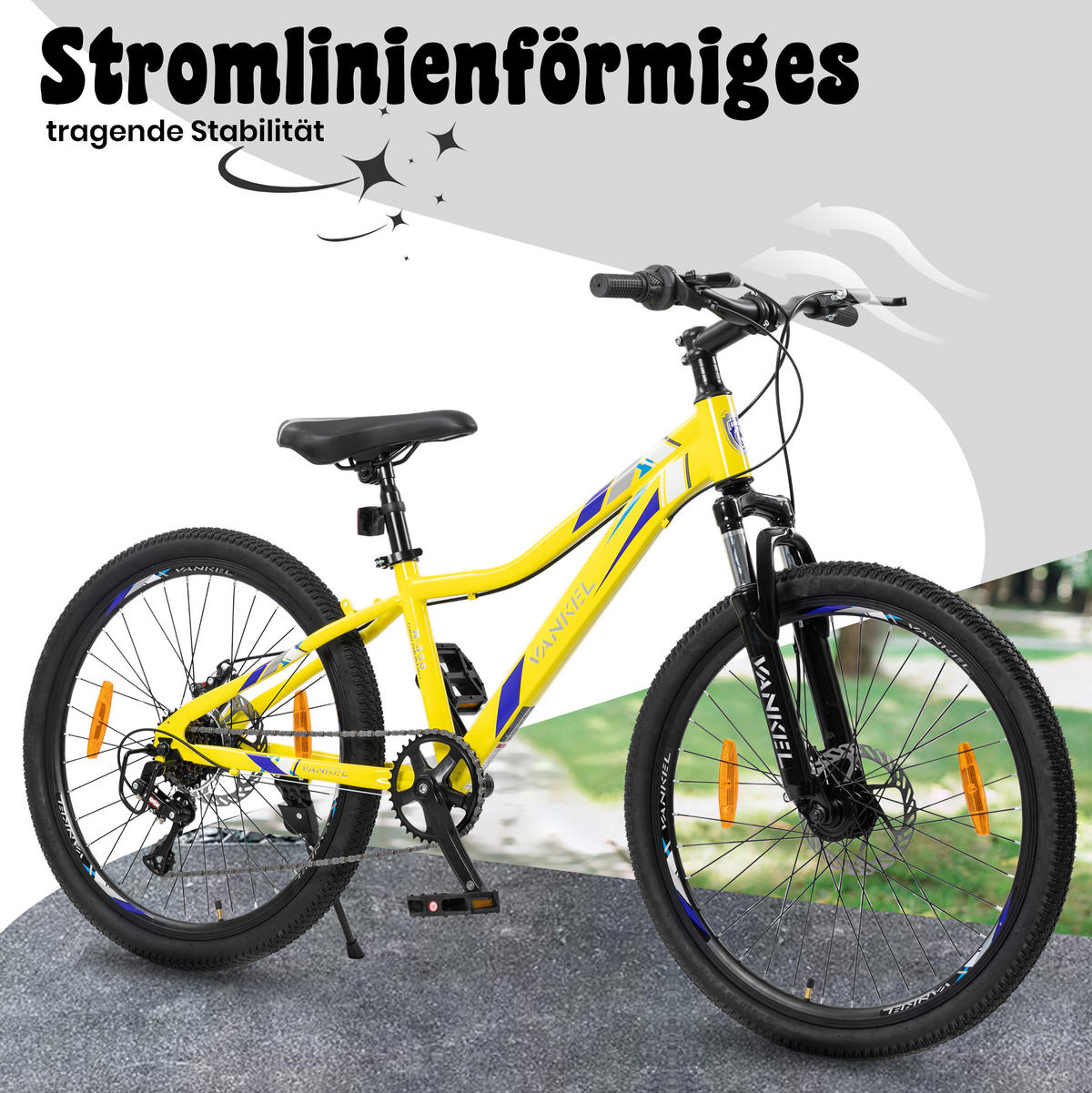 KINDERFAHRRAD 20 Zoll - Gelb mit V-Bremsen und 6-Gang-Schaltung - Stahlrahmen - Gelb, Metall (93cm) - Oxeza