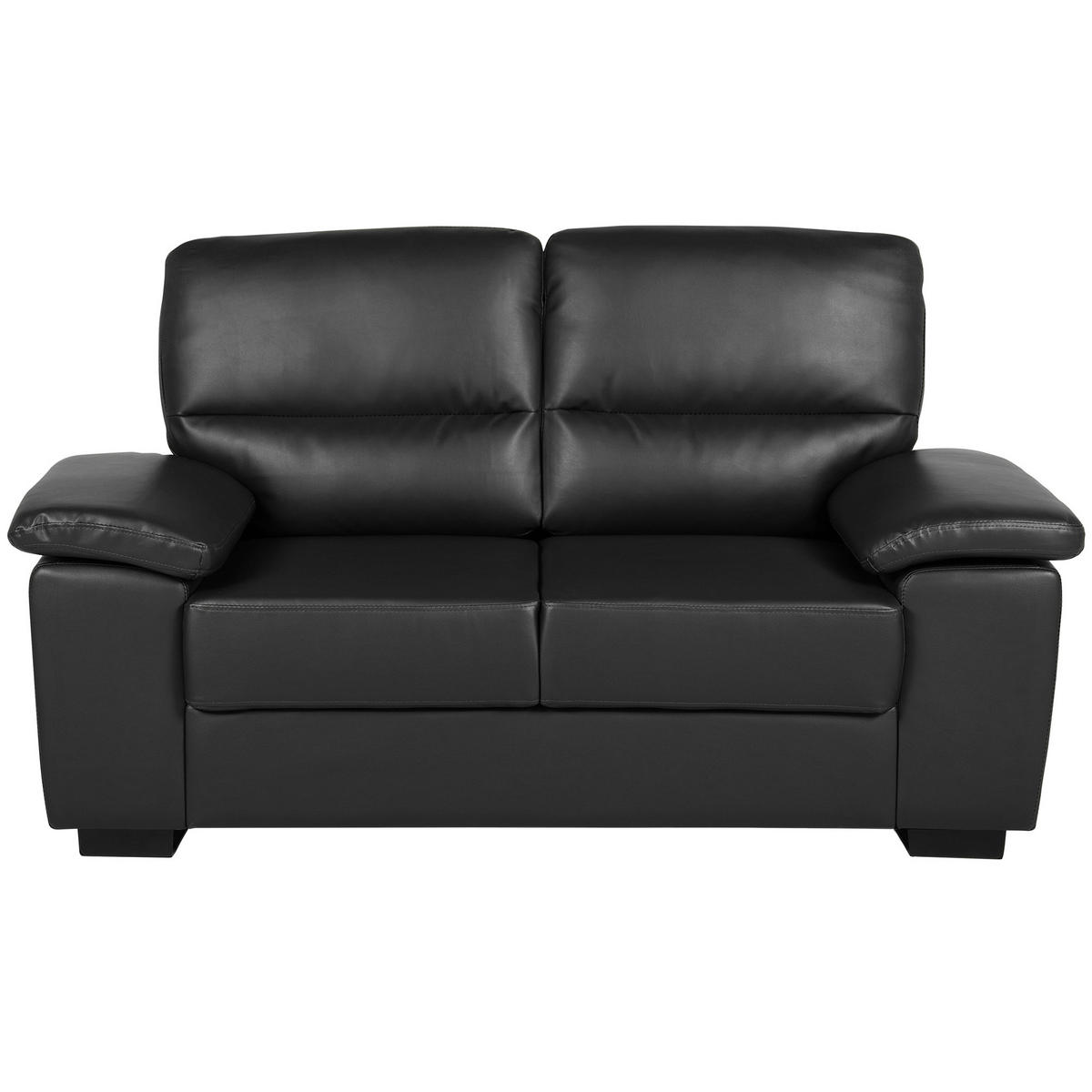 2-SITZER-SOFA Kunstleder Schwarz Vogar - Schwarz, Kunststoff/Textil (156/90/74cm) - Beliani