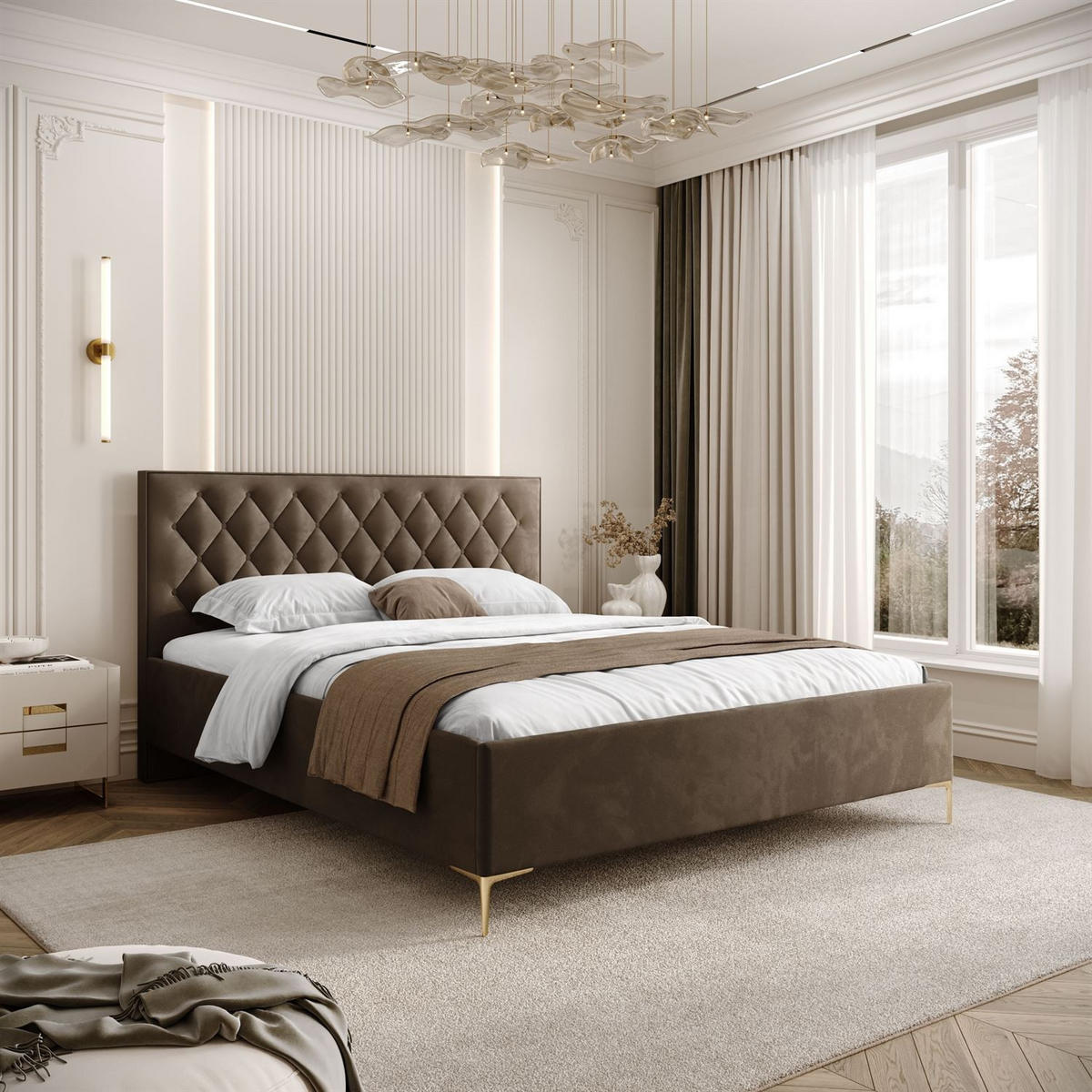 POLSTERBETT INEZ mit Bettkasten 160x200 cm Royal Velvet 196 - Braun, Textil (160/200cm) - Lookway