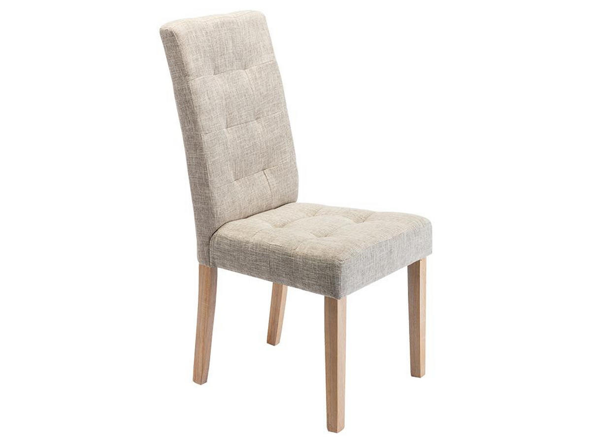 STUHL 6er-Set - Stoff & Holz - Beige - VILLOSA - Creme, Textil (61/100/48cm) - Vente-Unique