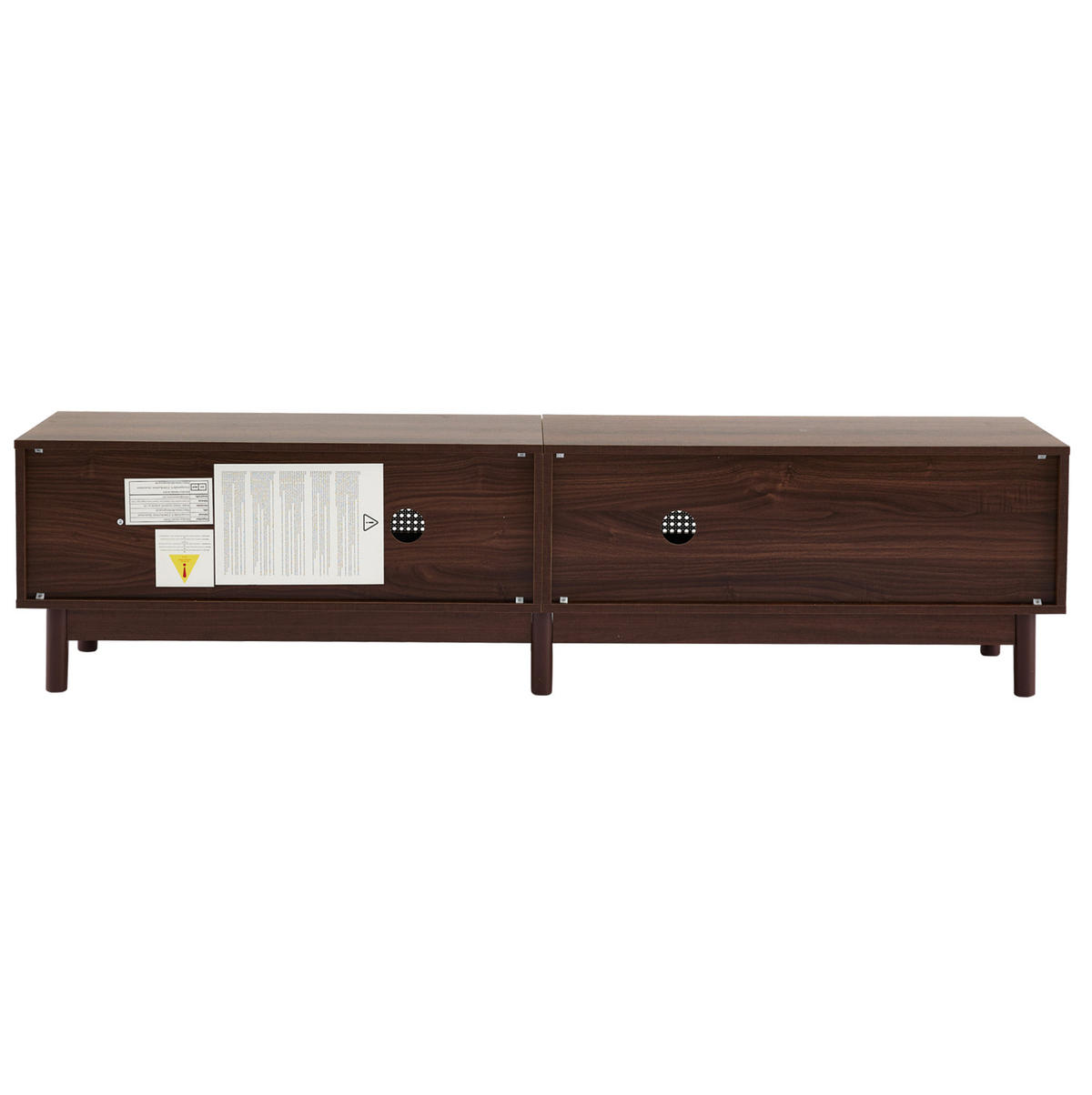 LOWBOARD 180/35/44 cm in Braun mit Rattantüren, 4 Schubladen und Kabelmanagement - Rotbraun, Holzwerkstoff (180/44/35cm) - Flora Grace