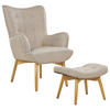 SESSEL Beige mit Hocker Vejle - Hellbraun/Beige, Textil (81/100/78cm) - Beliani