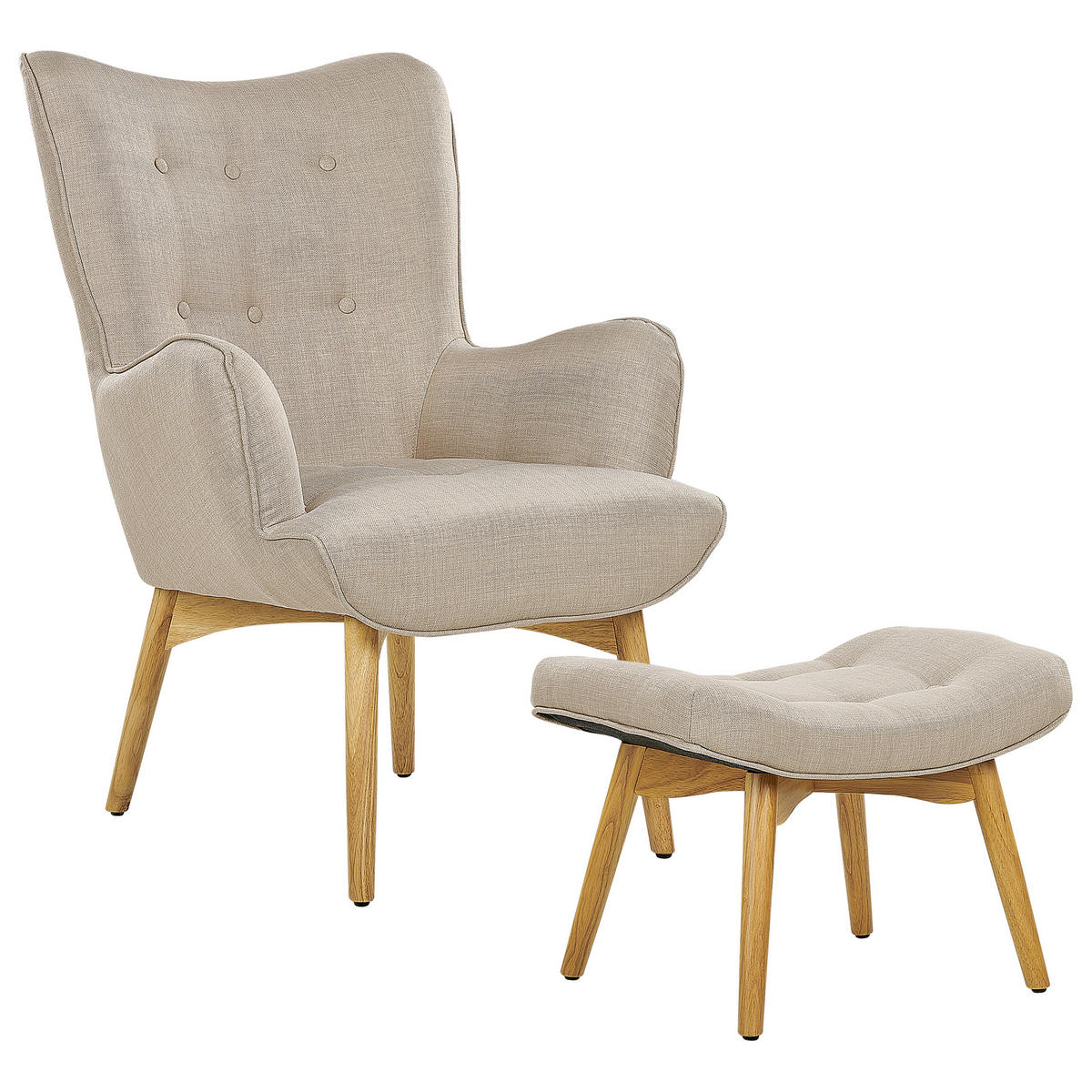 SESSEL Beige mit Hocker Vejle - Hellbraun/Beige, Textil (81/100/78cm) - Beliani